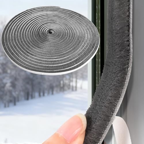 YoleShy 33 Ft Brush Weather Stripping Door Seal Strong Self-Adhesive Weather Stripping Window Seal Soundproofing Windproof Dustproof 0.35 in Wide x 0.35 in Thick, Grey - size: 0.35 x 0.35 inches
