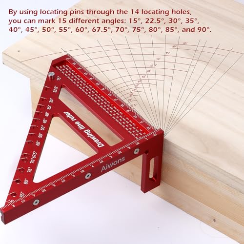 8.5 inch 3D Multi-Angle Measuring Ruler-Large Precision Woodworking - color: Red