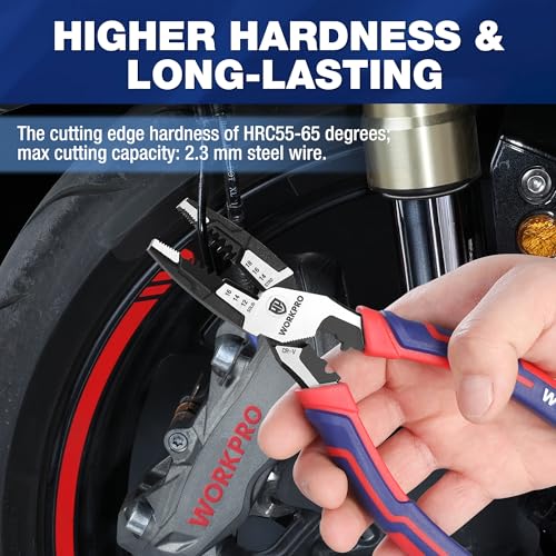 WORKPRO 6-in-1 Linesman Pliers with Wire Cutter and Stripper, 8 Inch
