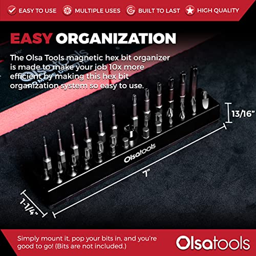 Olsa Tools Magnetic Bit Holder and Drill Bit Organizer - Professional Quality Impact Bit Holder for Your Specialty, Drill or Tamper Bits (Black) - Part: 1334 - color: Black, size: Small - 1pc