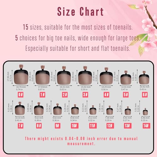 NOVO OVO Fake Toe Nail Tips Press on, Black French Tip Soft Gel Toenail Extension, BROWN PINK Square Round Pre-applied Tip Primer & Base Coat, Full Cover Matte False Nails for DIY x 15 Sizes 360Pcs - color: Square Round Black French Tip Brown Pink