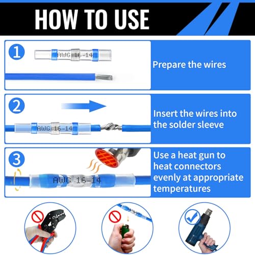 50pcs Solder Seal Wire Connectors, Solder Seal Heat Shrink Butt Connectors - size: 50 pcs