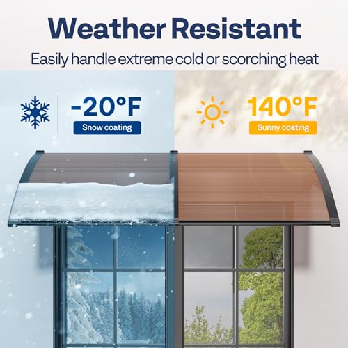 VIVOHOME Polycarbonate Window Door Awning Brown 38 Inch x 78 Inch - color: Brown, size: 38 Inch x 78 Inch