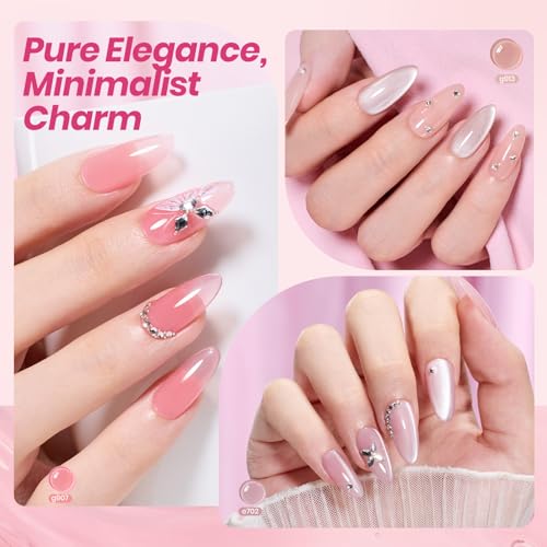 Beetles Soft Tint Nude Gel Nail Polish Set, 20 Colors Jelly Gel Polish Kit - color: Soft Tint - 20 Colors