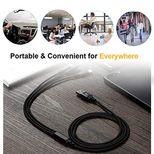 Multi Charging Cable, 2Pack 4FT 4 in 1 Charging Cable for Multiple Devices - color: Black