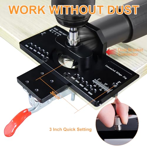 35mm Metal Concealed Hinge Jig Quick Clamp for Door Cabinet Woodworking - color: Deep Black
