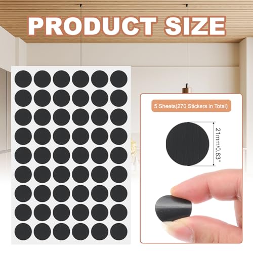PATIKIL 270 Pieces Screw Hole Stickers, 5 Sheet Self-Adhesive Waterproof PVC Wood Grain Sticker for Screw Holes Wall Cabinets Desk Repairing, Embossed Black, 21mm/0.83 Inch - color: Embossed Black