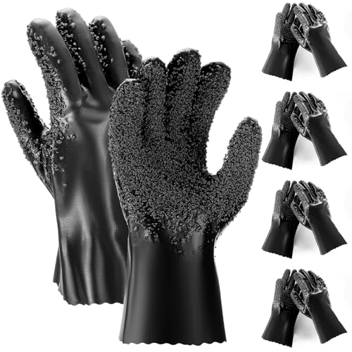 Teenyyou 4 Pairs Sewer Snake Gloves, Black, Regular - color: Black, size: Standard