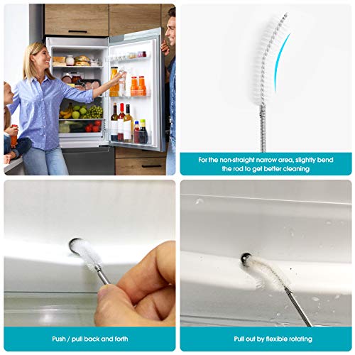 RayTour Extra-Thick Drain Brush with Stronger Spring 61-Inch Stainless Steel and Nylon Pipe Cleaner for Flexible, Curved & Slim Holes, Stronger Spring Version - style: One Head with Stronger Spring