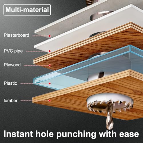 Greywolf 15 pcs Bi-Metal Hole Saw Set, M42 8% Cobalt HSS Hole Saw Kit with 3/4"-2-1/2" (19-64mm) 9-Piece Hole Saw Blades, Box with Arbor, Drill Bit, Hex Key, for Metal, Wood, Plastic - color: White