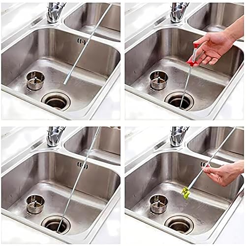 Flexible Drain Clog Remover Tool, Extra Long Plumbing Snake Hair Catcher with 4-Prong Grabber Claw, Heavy-Duty Spring Reacher for Kitchen Sink, Bathroom Tub, Sewer & Dropped Items (63 inch) - color: 63 inch
