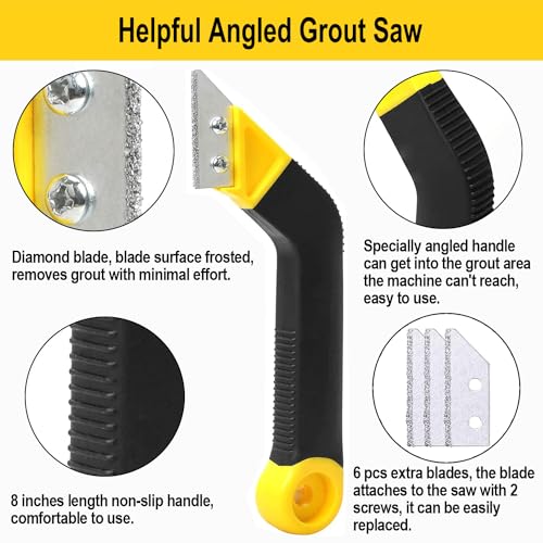 Tile Grout Saw Grout Removal Tool with 6 Pieces Extra Blades
