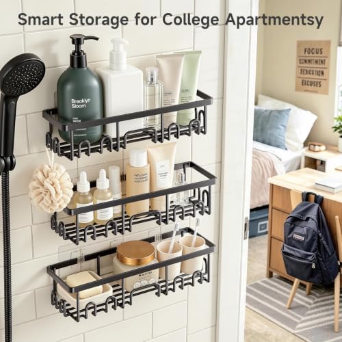 Veken Shower Caddy 6-Pack, Bathroom Organizers and Storage Shelves, Black - color: Black