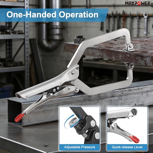 MAXPOWER 10.5" Self-Adjust Locking C-Clamp, 3.9" Jaw Oepning, Swivel Pad - style: Locking C Clamp 10.5"