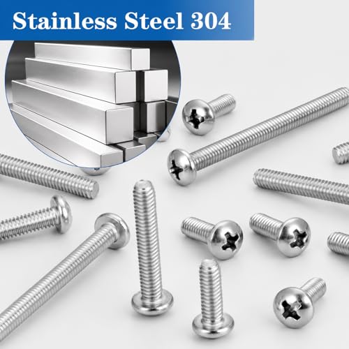 216PCS 8-32 Machine Screw Phillip Pan Head 304 Stainless Steel 1/2"-2" - size: SS #8-32 216PCS