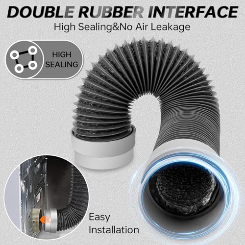 MATEWORK 5FT Dryer Vent Hose 4 Inch, Heavy Duty Flexible Aluminum Duct - color: Dark Grey, size: 4 inch 5 Feet