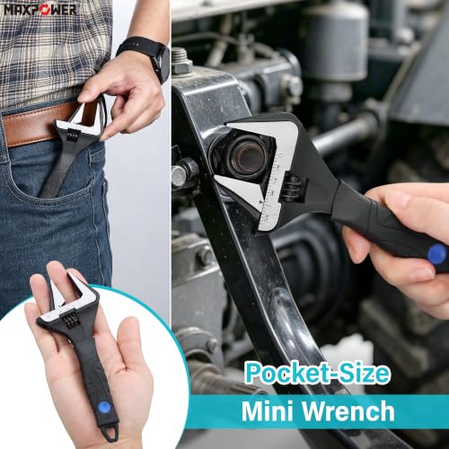 MAXPOWER 6-inch Wide Jaw Adjustable Wrench, 1.4" Jaw Opening, Stubby Handle - size: 6-inch