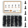 500Pcs M1.4 Phillips Pan Head Self-Tapping Wood Screws, 5 Sizes Cross Recessed Round Head Self Tapper Screws Assortment Kit for Wood, Plastic and Soft Metal, Carbon Steel, Sharp Point - size: M1.4x4/5/6/7/8-500Pcs