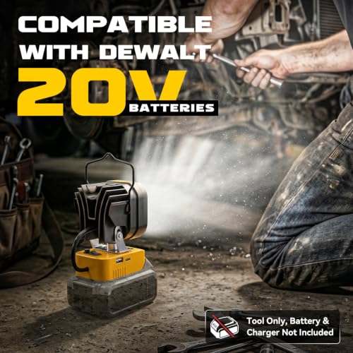LED Work Light Compatible with DeWalt 20V Battery, 60W 8000LM Tool Only - color: Yellow