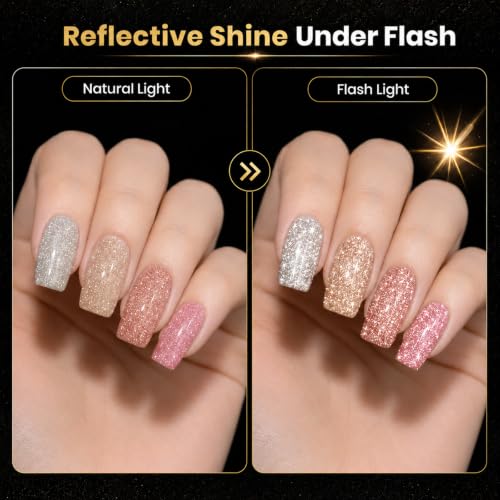 Beetles Fall Glitter Gel Nail Polish Set Reflective Sparkle Gel Polish - color: A - Reflective Glitter | Bling Fling