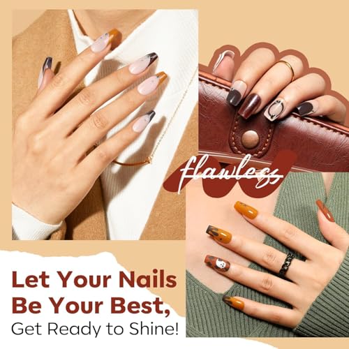 modelones Nail Polish Set, 6 Colors Nude Brown Maroon Nail Lacquer Kit - color: C2 Orange Brown