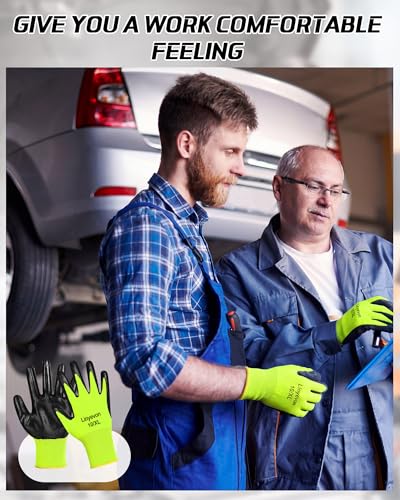 Maxcheck PU Coated Work Gloves Bulk Pack - color: Yellow, size: Large