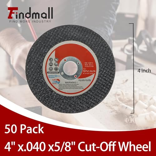 findmall 50 Pack 4" x.040 x5/8" Cut Off Wheel Aluminum Oxide - size: 50pcs 4"*0.040"*5/8"