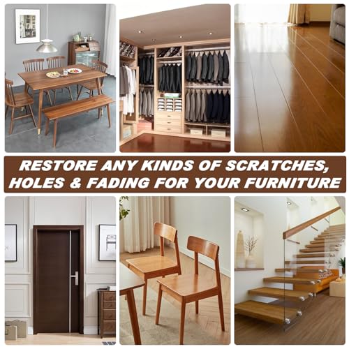 Wood Furniture Repair Kit, 6 Colors Wood Filler Hardwood Laminate Vinyl Floor Repair Kit, with Wood Putty, Wood Polish Wax for Hole, Scratch, Crack, Stain (Walnut Wood 15Pcs) - color: Walnut Wood 15 Pcs