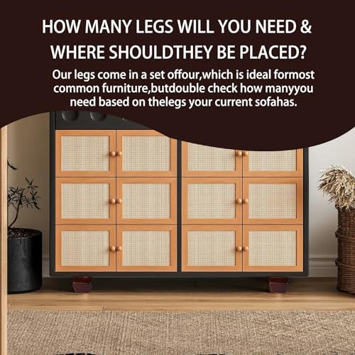 Wood Legs for Furniture 3 inch Heavy Duty Sofa Legs Square Brown Bed Legs Pack of 4, Mid Century Chair Feet, Sofa Replacement Parts, Dresser Leg Sideboard Recliner Couch Riser - color: Brown, size: 3"H*3.15"W (No Hanger Bolt)