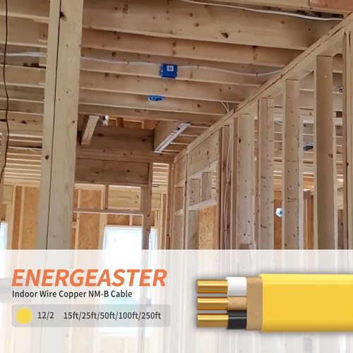 Energeaster Solid Indoor 12/2 W/G NMB Cable 15ft, Electrical Wire, Yellow - size: 15FT, style: 2x12AWG-Yellow