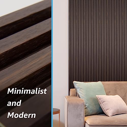 Art3d 96 x 6 Inch WPC Wood Diffuser Slat Wall Panel, 8-Pack, Black Walnut - color: Walnut, size: 96*6