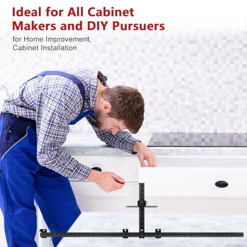 44" Max Cabinet Hardware Jig, with 16" Cabinet Handle Jig,Aluminum Alloy - color: Black