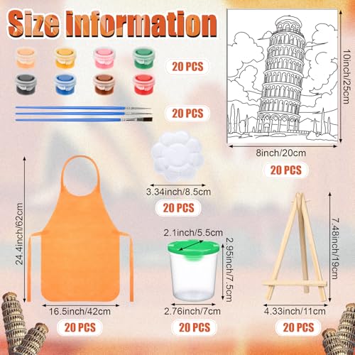 Sherr 140 Pcs 20 Set Pre Drawn Canvas Painting Kit, Landmarks - style: Landmarks