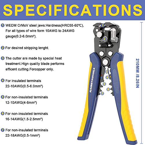 haisstronica 280PCS Ratchet Crimper Kit, Heat Shrink Terminals, Stripper