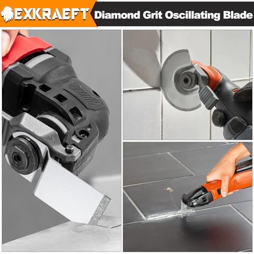 EXKRAEFT 5PCS Diamond Oscillating Multi Tool Blades for Grout Removal - size: 5PCS