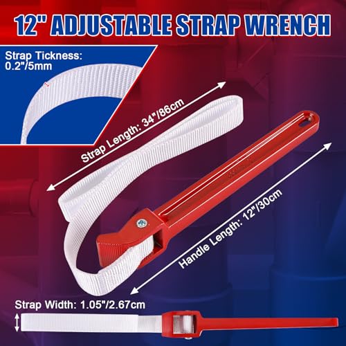 NYXOVA 12" Adjustable Strap Wrench, Heavy Duty Nylon Pipe Wrench