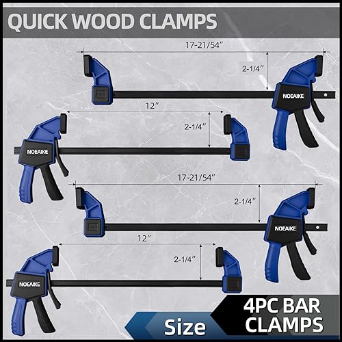 4-Pack 12 Inch Quick Bar Clamps for Woodworking