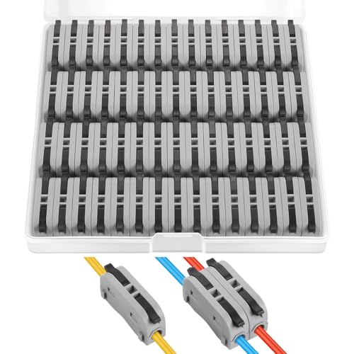XHF 60 Pcs Black Conductor Compact Connectors Lever Nuts, Electrical Wire Terminals for Any Circuit Inline Splices 28-12 AWG (SPL-1) - color: Black