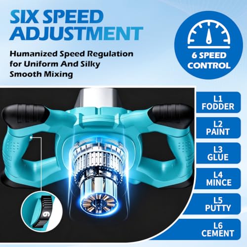 Electric Concrete Mixer 2100W with 6 Adjustable Speed Handheld