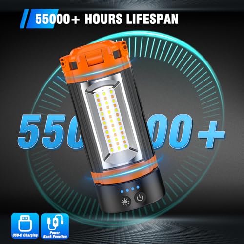 AKOFUN 12000mAh Camping Light with Stand, Portable Rechargeable Work Light