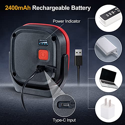 Magnetic Work Light, 42 LEDs 1000 Lumens Rechargeable Portable Magnetic Flashlight Inspection Light for Car Repair, Camping, Emergency & Job Site Lighting (2 PCS) - color: Black