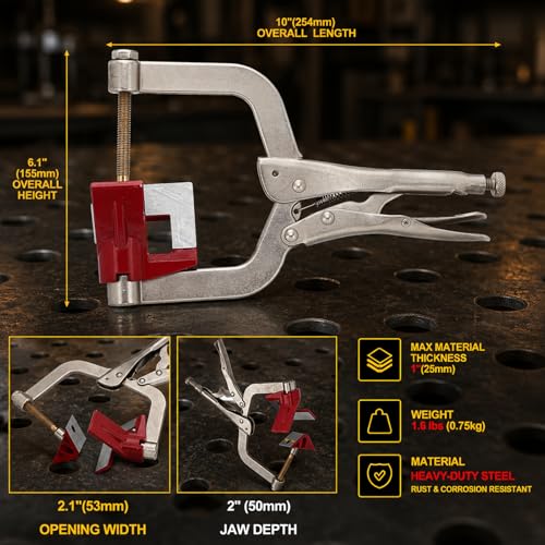 Chumia 2 Pack 90 Degree Corner Clamp 10 Inch Large Right-Angle Clamp with Self Locking Plier for Woodworking, Adjustable Positioning Square Clamping Tool for Cabinet Jig Welding Picture Frame