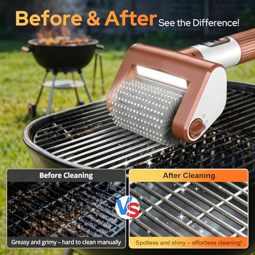 𝑵𝒆𝒘𝒆𝒔𝒕-𝑮𝒆𝒏 Electric Grill Brush, BBQ Grill Cleaner with Digital Display, Variable Speed Cordless Rotary Grill Brush, Replaceable Heads Grill Cleaning Brush for Barbecue Grates - size: GB-01