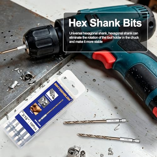 3/16 Cobalt Drill Bit for Metal and Hard Steel(10Pcs),Hex Shank Quick Change M35 HSS Twist Impact Drill Bit Set,with Storage Case - size: 3/16(10pcs)