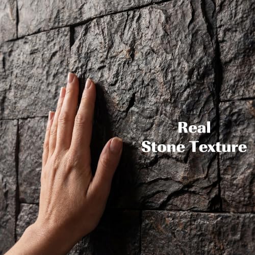 HOMCOM 8-Pack 3D Faux Stone Wall Panels Water-Resistant 4' x 2' Black - color: Black
