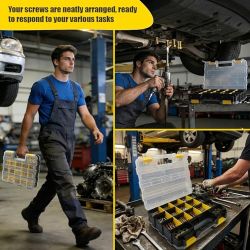 1075 Pcs Metric Bolts and Nuts Assortment Kit – Grade 8.8 | M4 M5 M6 M8 M10 M12 Hex Head Yellow Zinc Bolt Set with Nuts & Washers | 12-40mm Length with Heavy Duty Double-Sided Organizer