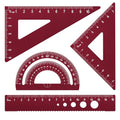Honagu Triangular Ruler Set, 4 Pieces Aluminum Alloy Ruler, Metal Drafting Ruler, Geometric Protractor for Students, Draftsmen, Engineers, School Office Supplies (Rose Red) - color: Rose Red