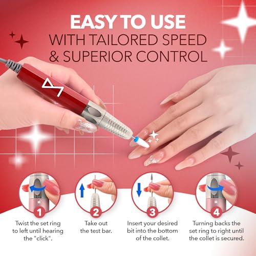 M Max Nail Drill, Brushless 2-in-1, 35000 RPM, Cordless | Red - size: Standard - Red