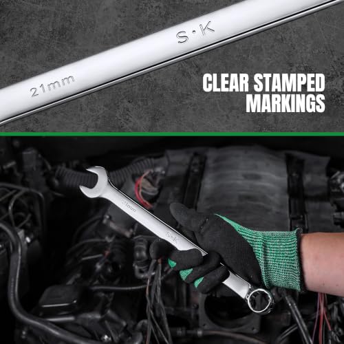 SK 21 mm Combination Wrench, Metric, Premium CR-V Steel - size: 21 mm