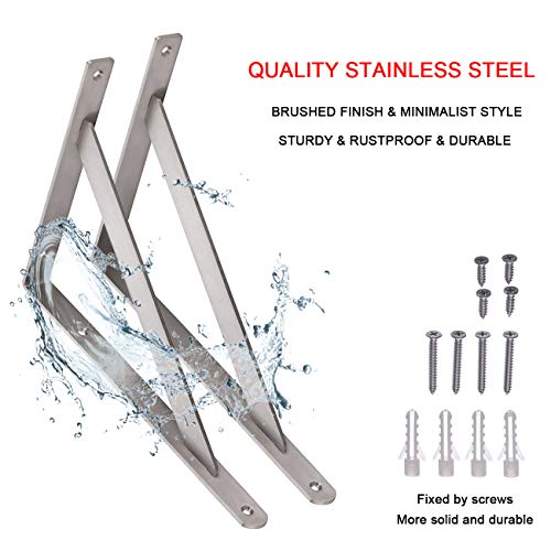 YUMORE 14 Inch Shelf Bracket, Heavy Duty L Bracket, 2 Pack - size: 14"(Soild)
